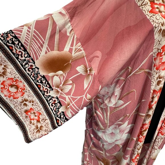 Boho Kimono Cover-Up Robe | One Size | Printed Open Front Duster Layer - Picture 3 of 9
